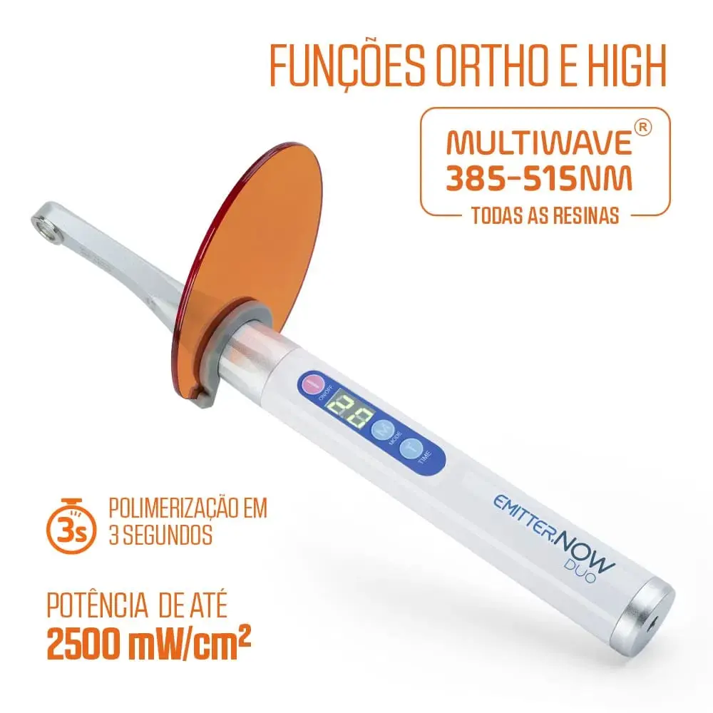 imagem indicação de funções Ortho e High potência e polimerização