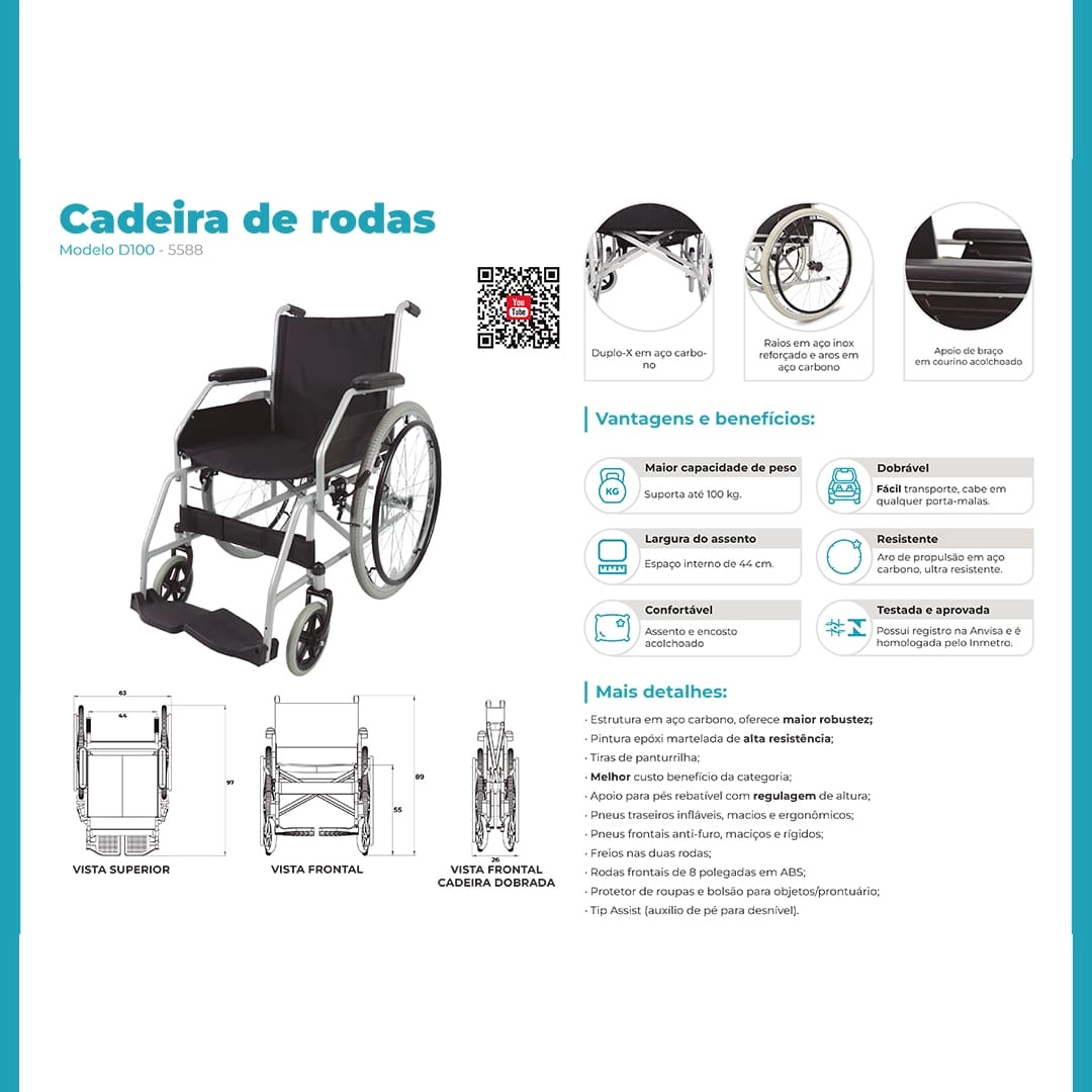 Cadeira de Rodas Modelo D100 Dellamed