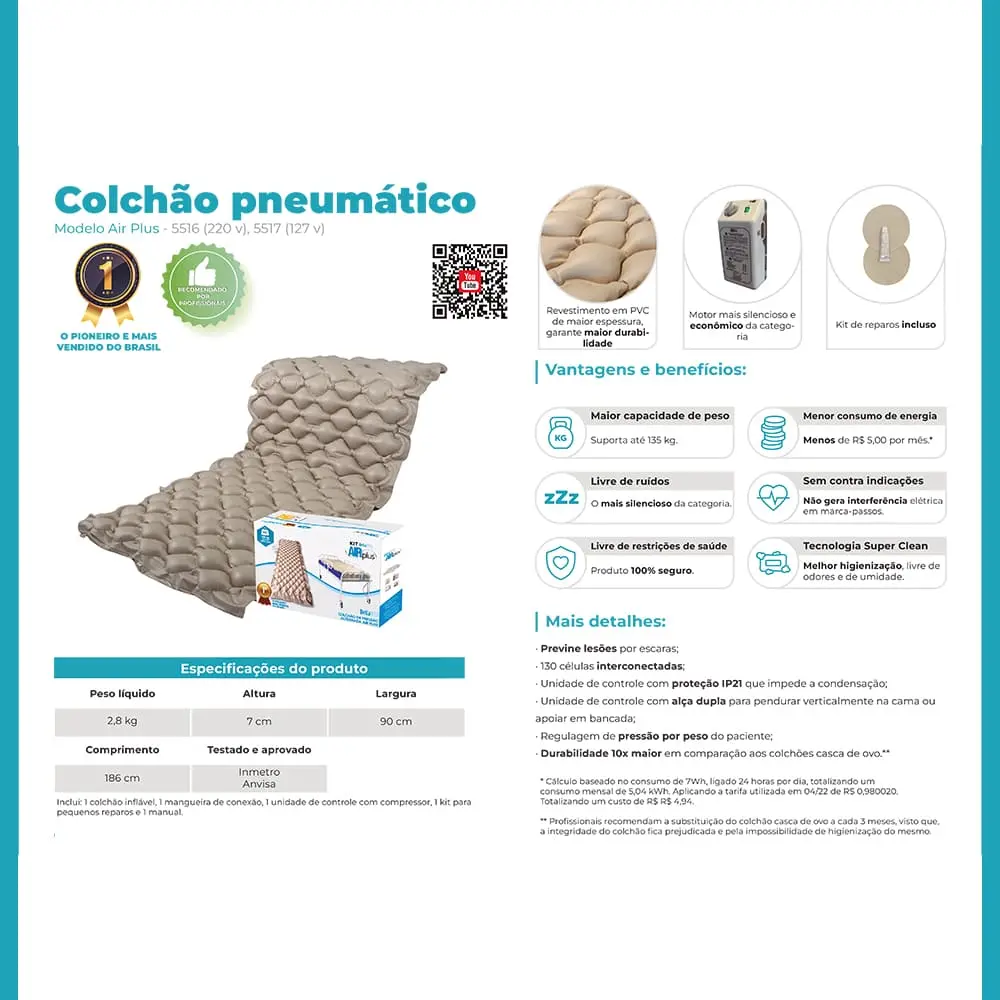 Imagem beneficios e caracteristicas colchão pneumatico