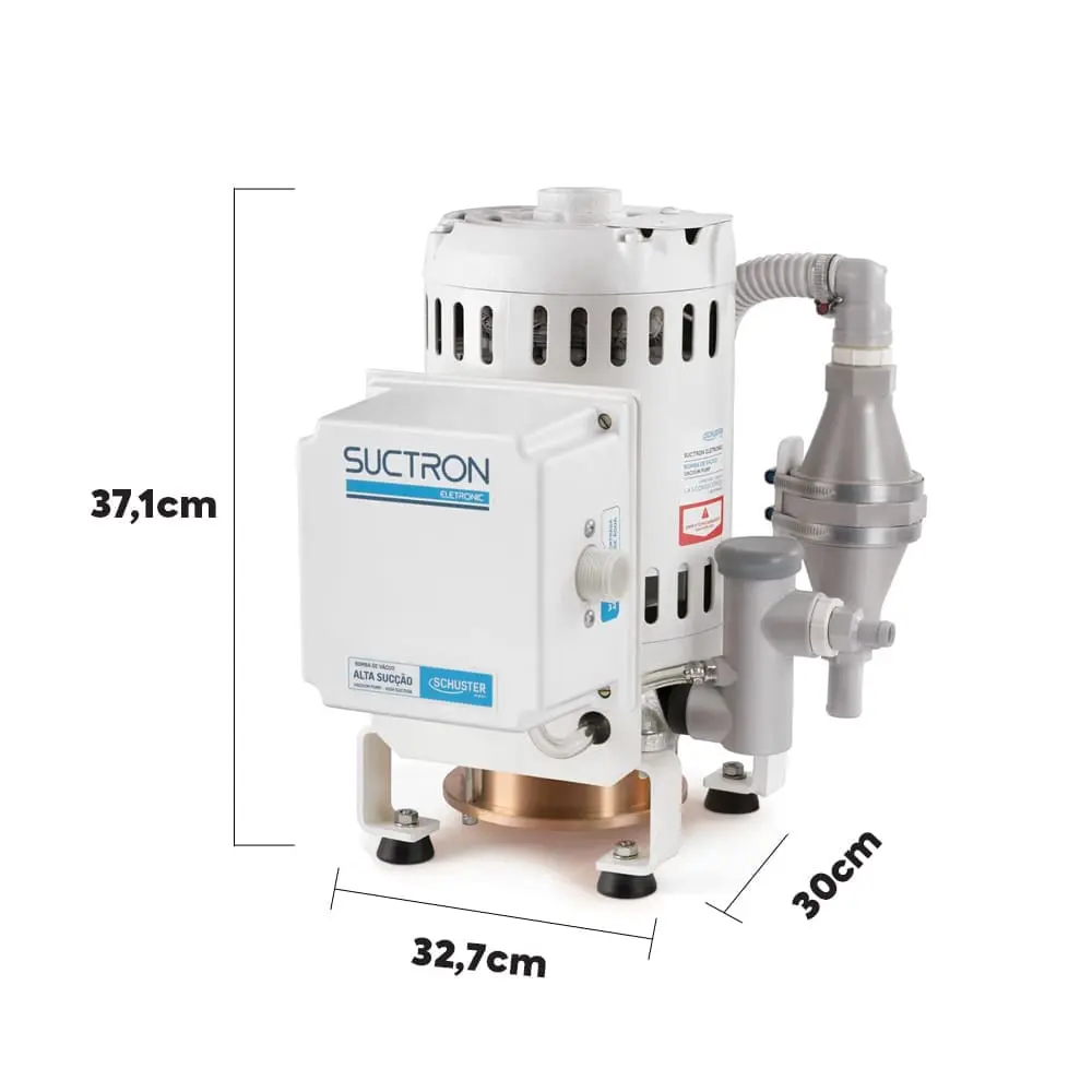 Imagem com as dimensões da Bomba de Vácuo Suctron