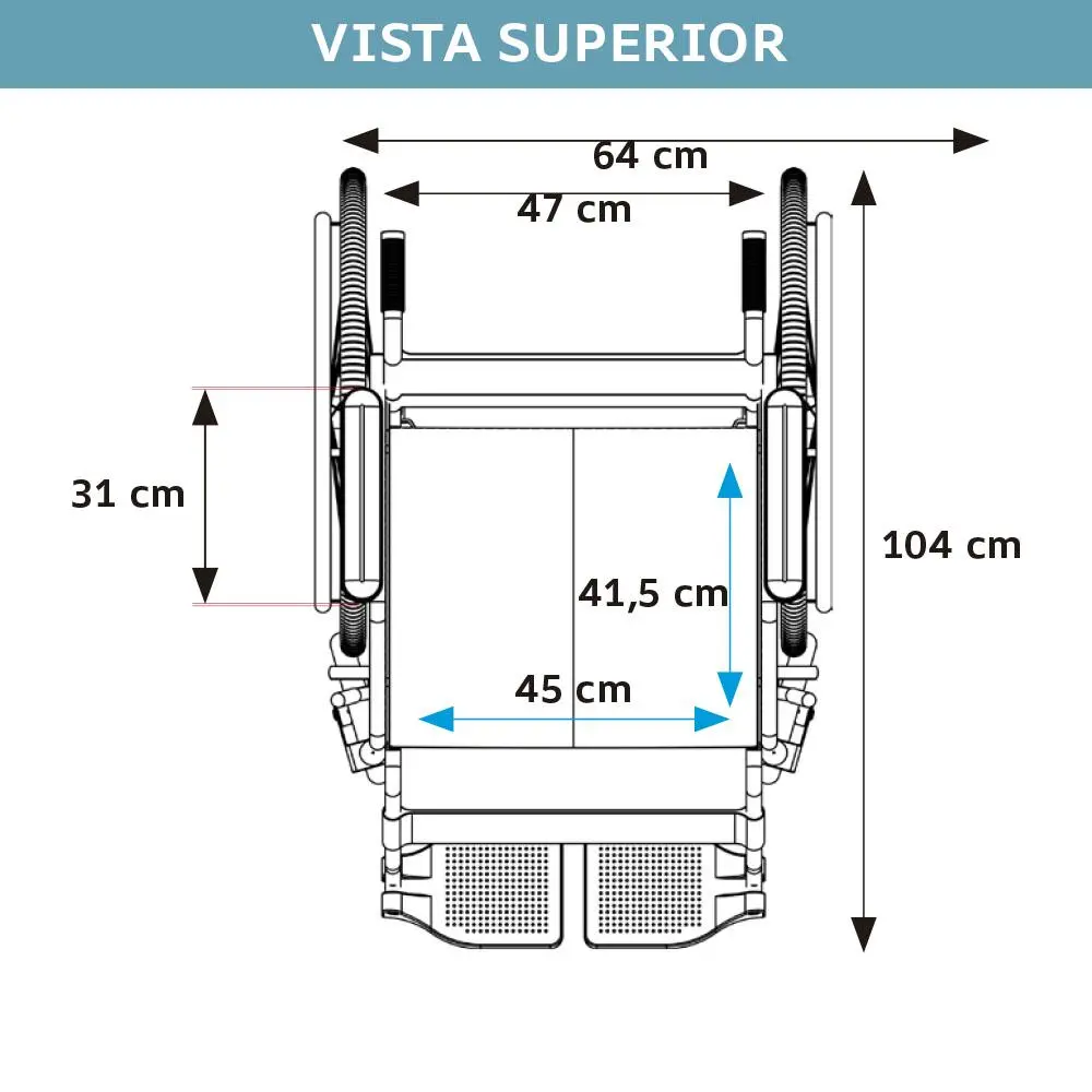 Medidas cadeira D100 vista superior