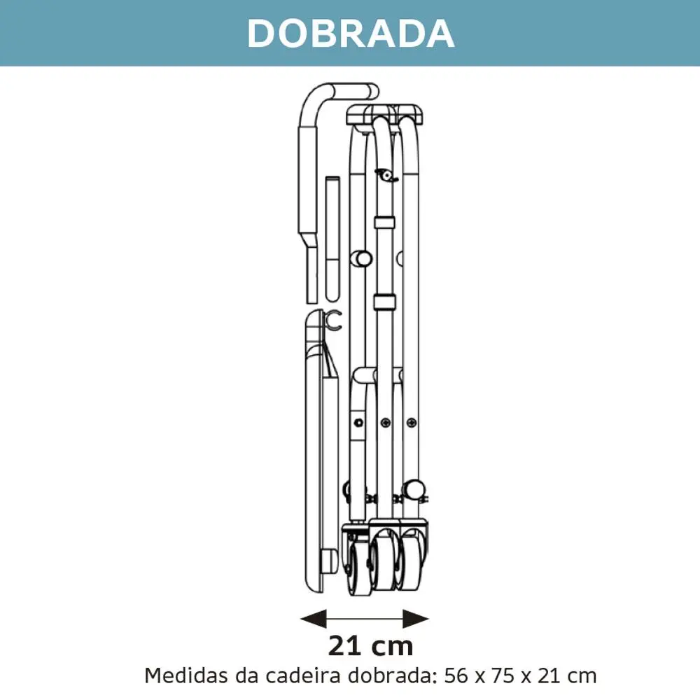 Dimensões cadeira D45 vista dobrada