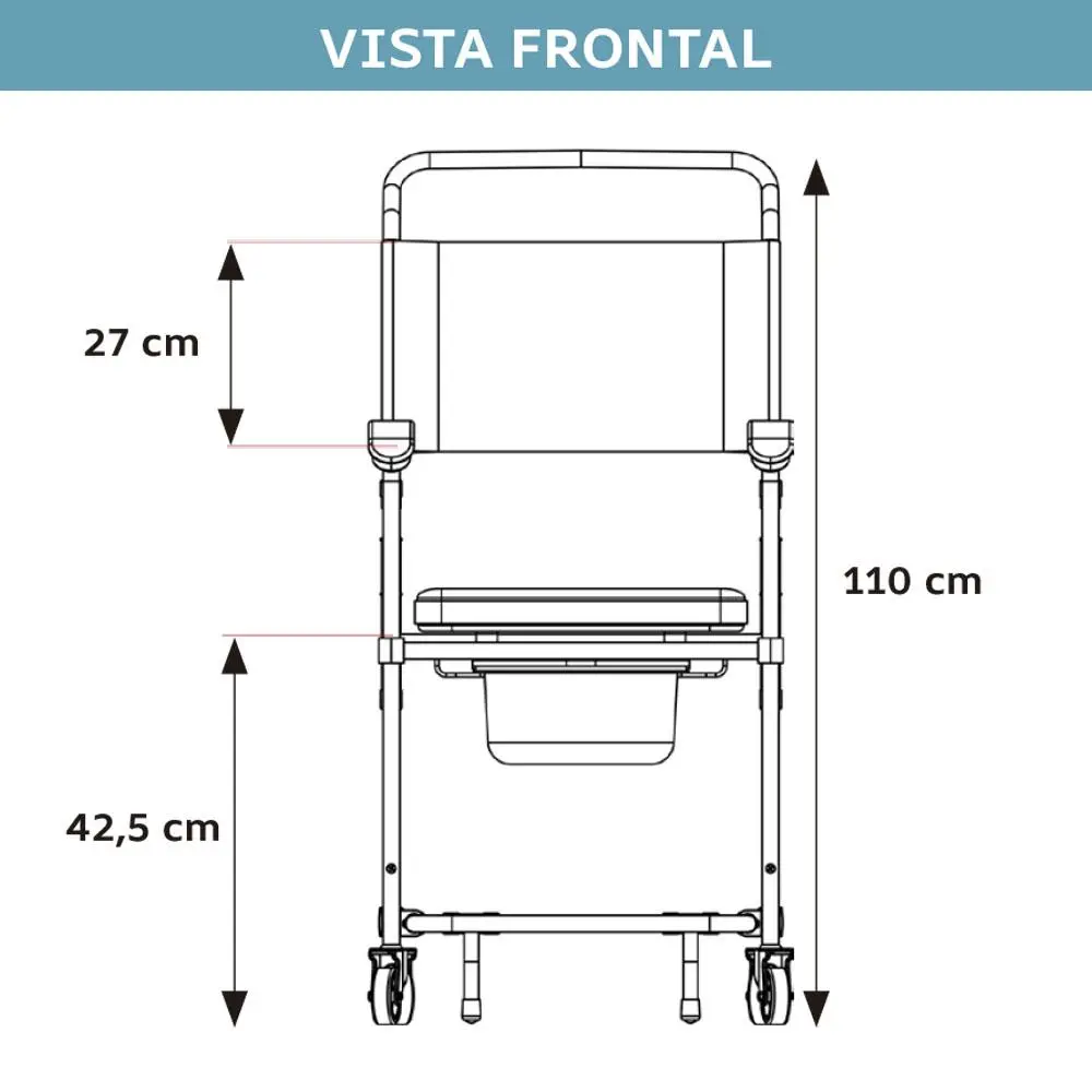 Dimensões cadeira D50 visão frontal