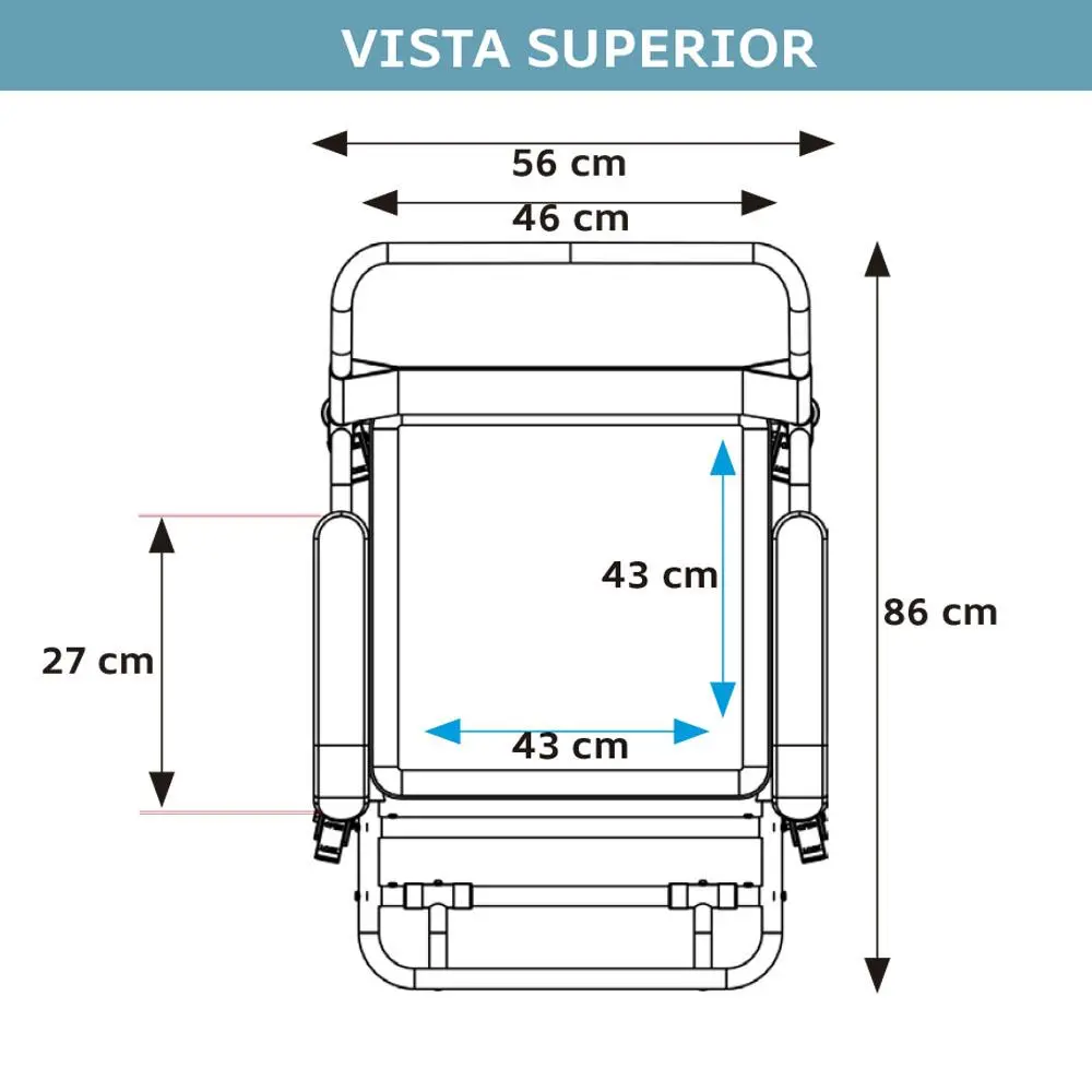 Dimensões cadeira D50 visão superior