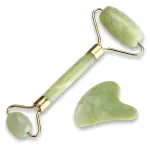 Rolo Massageador Facial Pedra Jade Verde + Guasha Coracao  - Smart Gr