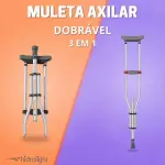 Par De Muleta Axilar 3 Em 1 Altura Ajustável - Hidrolight