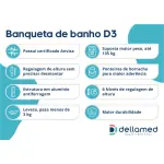 Banqueta de Banho D3 Com Encosto E Apoio De Braço - Dellamed