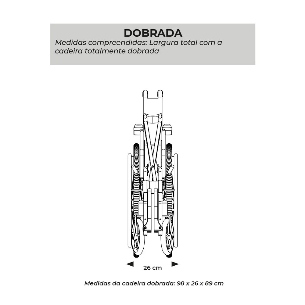 Cadeira de Rodas Modelo D100 Dobrável Resistente Até 100kg - Dellamed