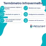 Termômetro Corporal Infravermelho 3 em 1 - Dellamed